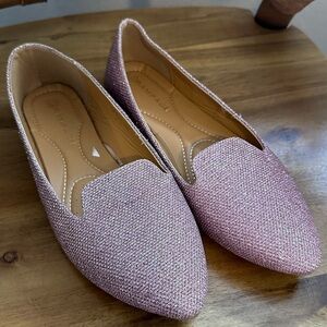 Rampage pink glitter sparkly slip on flats size 8